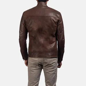 Chaqueta de Motero para Hombre Dean Brown, Hecha a Mano, de Cuero Genuino, Impermeable, con Acabado Aceitado, Cierre de Cremallera, Servicio OEM - Product Image 4