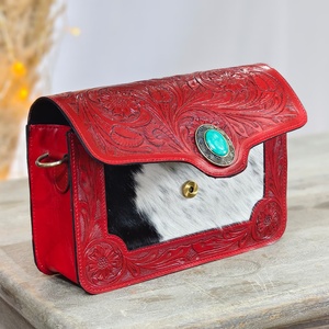 Nouveau sac à bandoulière pour femme en cuir de vachette véritable de haute qualité, rouge, fait main, best-seller, sac à main de luxe de créateur - Product Image 5