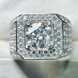 Anillo de Moissanita de Corte Redondo, Plata de Ley 925, Chapado en Oro Blanco, Anillo de Compromiso, Anillo Minimalista, Joyería Fina Elegante y Delicada - Product Image 3