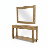 Table console de salon moderne en bois massif, branches majestueuses faites à la main, très demandée, avec cadre de miroir décoratif, disponible