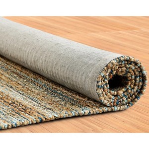 Tapis rectangulaire en jute fait main, tissage plat, rayé, style bohème, écologique, nettoyage localisé, à poils courts, pour couloir - Product Image 3