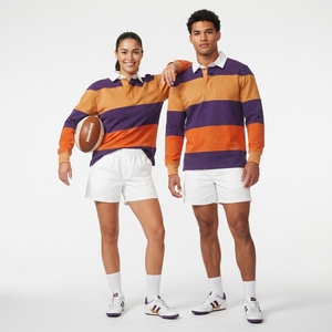 Maillots de rugby en coton épais et lourd, polos classiques à manches longues, vêtements d'équipe, maillot de rugby à rayures horizontales - Product Image 2