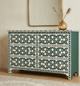 Handmade Bone Inlay Solid Wood <b>Dining</b> Sideboard Chest of Drawers Carved <b>Storage</b> <b>Cabinet</b> Modern Luxury Living <b>Room</b> Buffet - Product Image 2