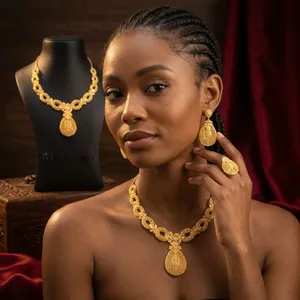 Conjunto de Collar de Novia Chapado en Oro Africano Vintage de 24K para Mujer - Product Image 3