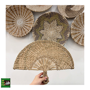 Éventail en jonc de mer fait main, en paille, idéal pour les souvenirs d'événements tropicaux, origine Vietnam, export direct usine - Product Image 5