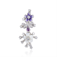Set Perhiasan Elegan Liontin Bunga Zirkon & Cincin Perak Sterling 925 Berlapis Emas untuk Hadiah Pesta Pertunangan