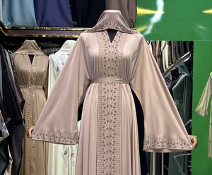 Hot sale 2026 Umbrella Abaya Stone Work Handmade Sequined Arabic Dubai Style Full Flare Nida Fabric Evening Party Dress - Product Image 1