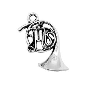Breloque Corne Française 23x18mm en Alliage de Zinc Argent Vieilli pour Cadeaux d'Enseignants de Musique - Product Image 4