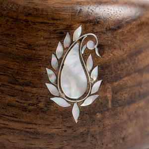 Handcrafted Wooden Casserole Hot <b>Pot</b> with Stainless Steel Cloche <b>Lid</b> & Shell Inlay Decorative Food Warmer for Gulf Wholesale - Product Image 2