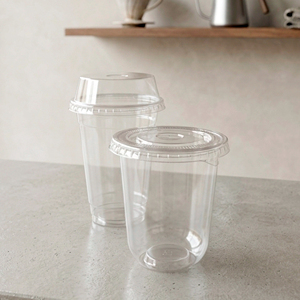 QUANG QUAN Disposable PP Single Wall 95mm Transparent Plastic <b>Cups</b> 12/16/24oz for Hot/<b>Cold</b> Coffee Milk Tea Beverage - Product Image 1