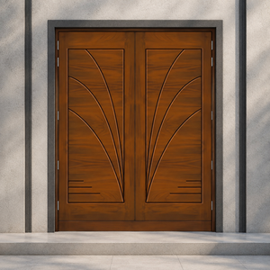 Portes d'entrée doubles en bois massif modernes avec design Art Déco pour usage extérieur GA-39L - Product Image 1