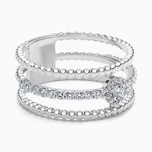 Krishnavii KR 199 18ct White Gold Diamond Set Triple <b>Row</b> Unisex Luxury Engagement Ring IGI Certified - Product Image 4