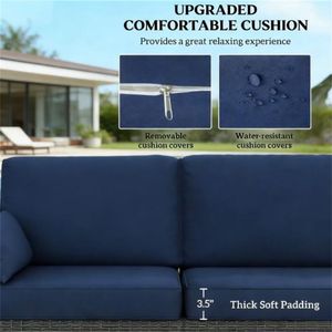 Sofá Doble para Exteriores Color Azul Marino Willow para Jardín, Patio y Terraza - Ideal para Áreas de Jardín y Piscina - Product Image 2