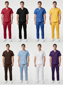 Hospital Scrubs Uniform <b>Sets</b> Woven Fabric Unisex Scrub <b>Sets</b> for <b>Doctor</b> Dental Clinic Salon Surgical Use with Customized Logo - Product Image 5