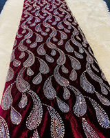 Tissu brodé perlé pour la couture nuptiale, dentelle perlée en maille, textile en gros pour les marques de vêtements, importateurs de mode, commerce