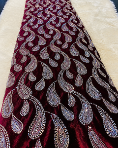 Tissu en dentelle perlée, tissu brodé, maille à sequins, organza pour la couture, abaya, kaftan, vêtements de mariage, fournisseur pour l'exportation, acheteurs - Product Image 1
