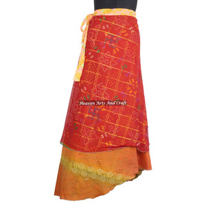 Beachwear Silk Wrap Long <b>Skirt</b> <b>Boho</b> Stylish Multi Color Summer Wear Comfortable Fashion <b>Boho</b> Hippie Free Size Gypsy Women Ladies - Product Image 2