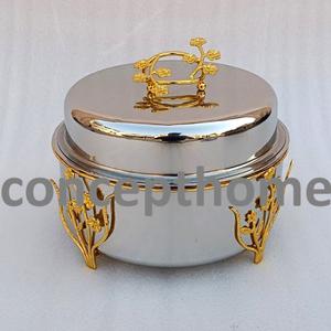 Vaisselle décorative en acier inoxydable de style arabe pour le Ramadan, casserole ronde pour servir des plats chauds, accessoires pour hôtels et restaurants - Product Image 3