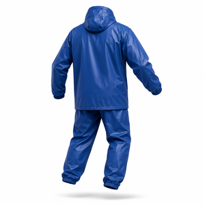 Custom PVC Waterproof Rain Suit with Hood Heavy Duty Rain <b>Jacket</b> and Pants Windproof Outdoor Work Fishing Motorcycle Rainwear - Product Image 3