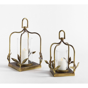<b>Leaf</b> Design Iron Candle Lantern Gold Color For Home Wedding Holiday Lighting Decoration Hanging & Floor Lanterns On Sale - Product Image 1
