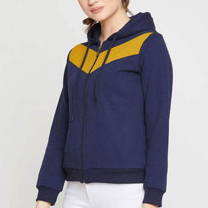 Sweat à capuche zippé pour femme, jaune marine, en polaire douce, décontracté, pour usage quotidien, veste tendance hiver, personnalisable à l'avant - Product Image 2