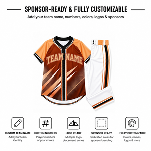 Conjunto de camiseta de béisbol personalizada para adultos, manga corta, estampado sublimado, absorción de humedad, 100% poliéster, nombre del equipo, número personalizable - Product Image 3