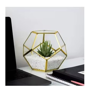 Unique Display Metal Terrarium Glass Planter Elegant Indoor Plant Holder Geometric Home Accent - Product Image 3
