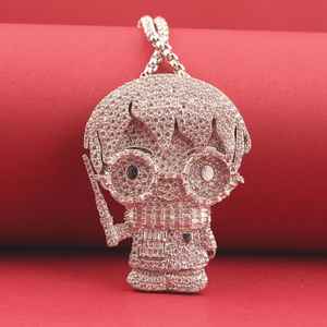 Colgante de Plata 925 Estilo Hip-Hop Personalizado con Moissanita VVS, Plata S925, Pasa Prueba de Diamante, Amuleto Único de Dibujos Animados - Product Image 2