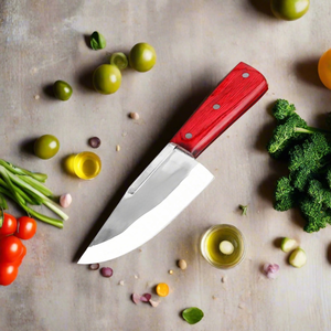 Red Handle Stainless Steel Butcher <b>Knife</b> Heavy Duty Meat Cutting Chef <b>Slicing</b> <b>Knife</b> Professional Kitchen Tool with Riveted Wood - Product Image 1
