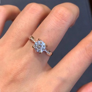 1.10ct Round Cut Lab Grown Diamond <b>Ring</b> With 14K Yellow Gold Two-Tone Engagement <b>Ring</b> for Women from <b>Indian</b> Supplier - Product Image 2