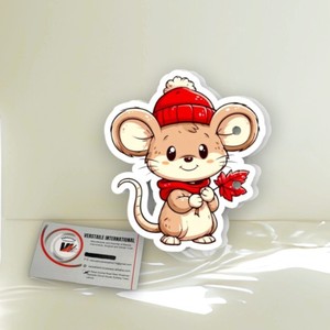 Plaque magnétique personnalisée avec logo pour extensions de cils, motif souris mignonne avec chapeau et écharpe rouges, en acrylique, pour outil de beauté - Product Image 4