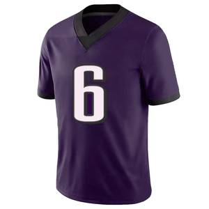 Custom Maroon Gold American Football Jersey V-Neck Short Sleeve Mesh Breathable 100% Polyester Sublimated Print Team <b>Name</b> Number - Product Image 1