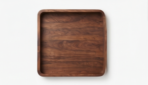 Bandeja Cuadrada de Madera de Mango Teñida en Color Nogal, Plato Decorativo de Madera con Esquinas Redondeadas y Ranuras para Colgar - Product Image 2