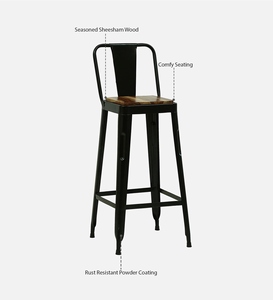Black PU Leather <b>Bar</b> <b>Stool</b> Modern Industrial Design Counter <b>Height</b> Kitchen Furniture <b>Adjustable</b> Powder Coated Steel Frame - Product Image 3