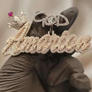 จี้เพชรโมอิสซาไนต์ทรงกลม VVS1 ตัวอักษรประดับเงินแท้ 925 สไตล์ฮิปฮอป ประดับเพชรสองชั้น จี้ตัวอักษรสำหรับวันเกิด - Product Image 3