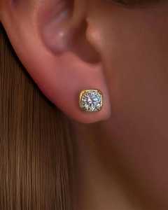 ต่างหูเพชรทรงกลม 1.01 กะรัต เพาะเลี้ยงในห้องปฏิบัติการ ตัวเรือนทองคำแท้ 14K เครื่องประดับชั้นดีสำหรับผู้หญิง ของขวัญแต่งงาน ของขวัญสำหรับแฟนสาว - Product Image 1