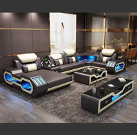 Salon canapés en cuir pour la maison ensemble de canapés royaux de luxe canapé 5 places salon salon canapés sectionnels LED