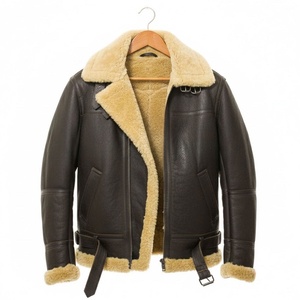 Veste en cuir shearling pour homme, veste aviateur doublée de fourrure pour l'hiver, fabricant sur mesure, vente en gros à prix de gros - Product Image 1