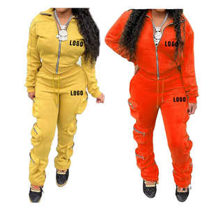 Ensembles de survêtements sur mesure en 2 pièces pour femmes, en molleton de coton de haute qualité, avec pantalon à six poches - Product Image 4