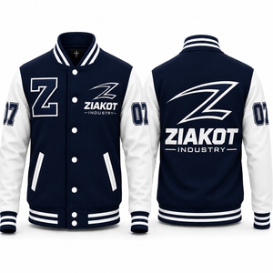 ZIAKOT <b>Men's</b> Gradient Varsity Jacket Regular Fit Button Front Polyester Woven Autumn Casual Style - Product Image 6