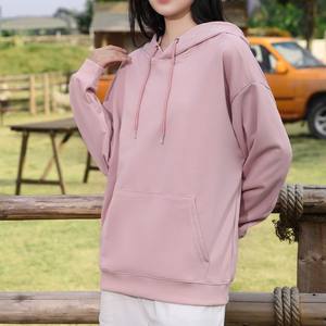 OEM 260g Twill Hooded Sweatshirt Drop Shoulder Loose Fit Solid Color Unisex Adult Parent Child Matching Custom Print <b>Hoodie</b> - Product Image 2