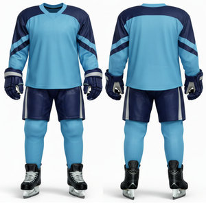 Uniforme de hockey sur glace respirant bleu ciel et marine, personnalisez votre propre logo, uniforme de hockey sur glace 100% polyester pour unisexe - Product Image 3