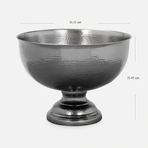 Bol à punch en acier inoxydable martelé gris mat, finition mate, vente en gros, OEM, pour bars, restaurants, mariages et fêtes - Product Image 4