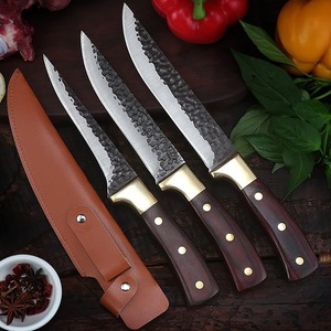 Meat Cleaver, 3Pcs Profesional Kitchen <b>Knives</b> <b>Set</b> Hand Forged <b>Sharp</b> Butcher Boning Viking <b>Knife</b> Chef Meat Cleaver with Leather - Product Image 1