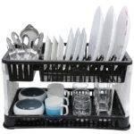 Escurridor de platos de 2 niveles con soporte para cubiertos, organizador de plástico para cocina, artículos para el hogar, jardín, cocina. - Product Image 5