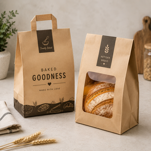 Biodegradable Kraft Bread <b>Bag</b> Luxury Sharp Bottom Eco-Friendly Custom Logo Window Patch Handle Food Grade Offset Printed - Product Image 1