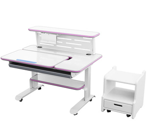 Mesa de Estudio Infantil Cuadrada Moderna de Plástico Ajustable con Soporte para Tablet y Cajón de Almacenamiento para el Hogar y la Escuela - Product Image 3