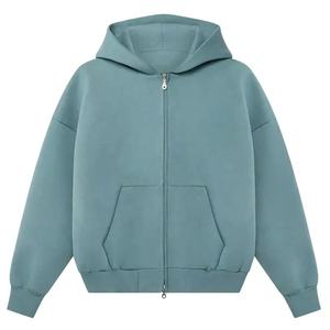 Sweat à capuche double fermeture éclair avec logo personnalisé pour hommes Vente en gros Pull oversize Sweat-shirt à capuche lourd à épaules tombantes pour l'hiver - Product Image 6