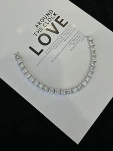 Pulsera de tenis de plata de ley con moissanita auténtica, corte redondo brillante, regalo nupcial para novia, joyería fina - Product Image 5