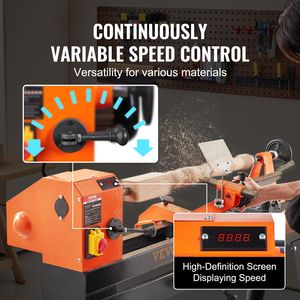 1 HP 750W tornio lavorazione del legno Stand a velocità variabile continuo 700-2600 RPM 13.78X37.8 legno tornio attacco copia luce esagonale - Product Image 4